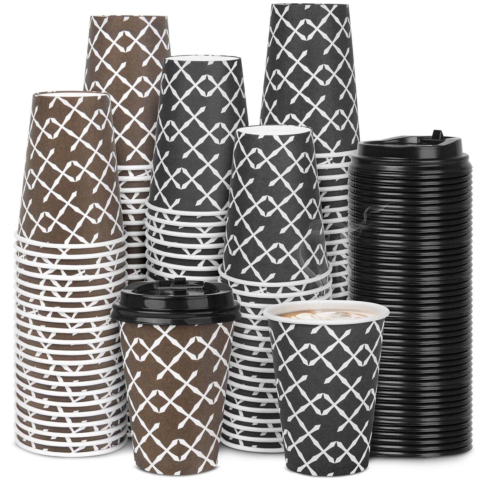 Treamon Disposable To Go Paper Cups with Lids for 