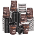 thumbnail image 1 of Treamon Disposable To Go Paper Cups with Lids 12 oz 100 Count, 1 of 6