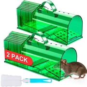Treamon Humane Rat Trap, Mouse Live Trap for Indoor & Outdoor, No Kill Mouse Trap 2 Pack