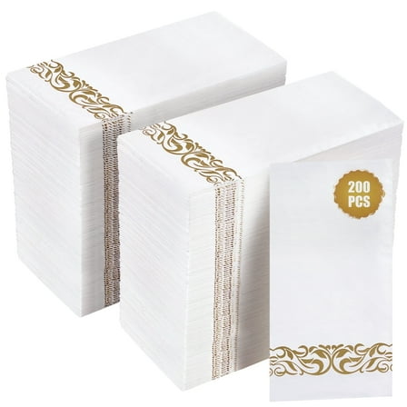 Treamon Linen Feel Paper Napkins, Guest Hand Towels Disposable Guest Towels, 200 Pcs
