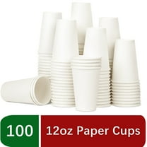 Treamon Paper Cups Disposable Hot Cups, 12 oz 100 Count, White