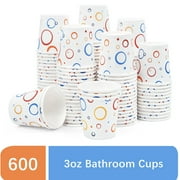 Treamon Small Disposable Paper Mouthwash Cups, Bathroom Cups, 3 oz, 600 Count, Multicolor