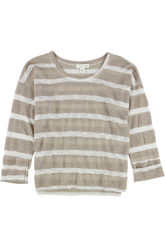 Womens Lightweight Stripe Pullover Sweater, Brown, Medium
