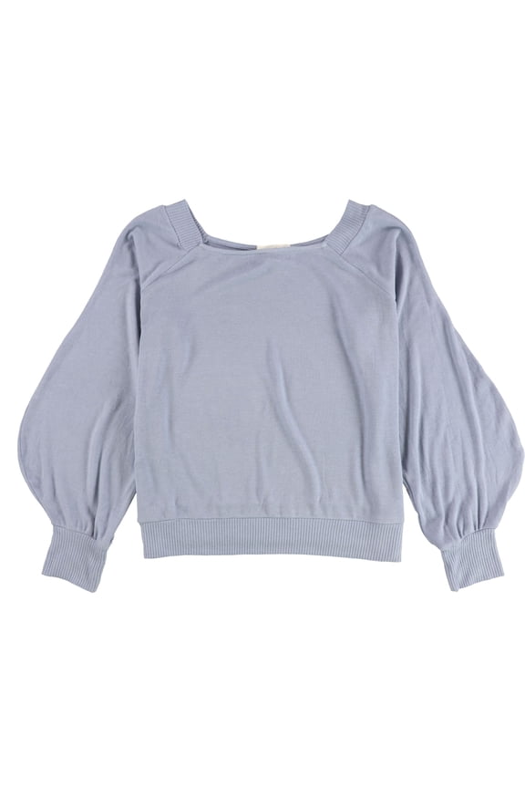Womens Off The Shoulder Pullover Sweater, Blue, Medium