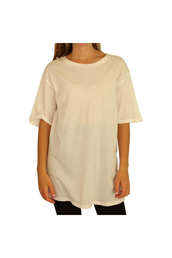Womens Oversized Solid Basic T-Shirt, White, Small
