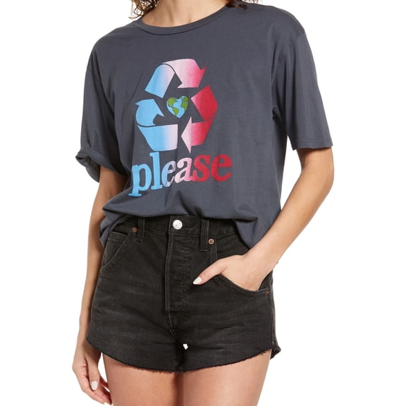 Treasure & Bond Womens Please Graphic T-Shirt, Black, Medium