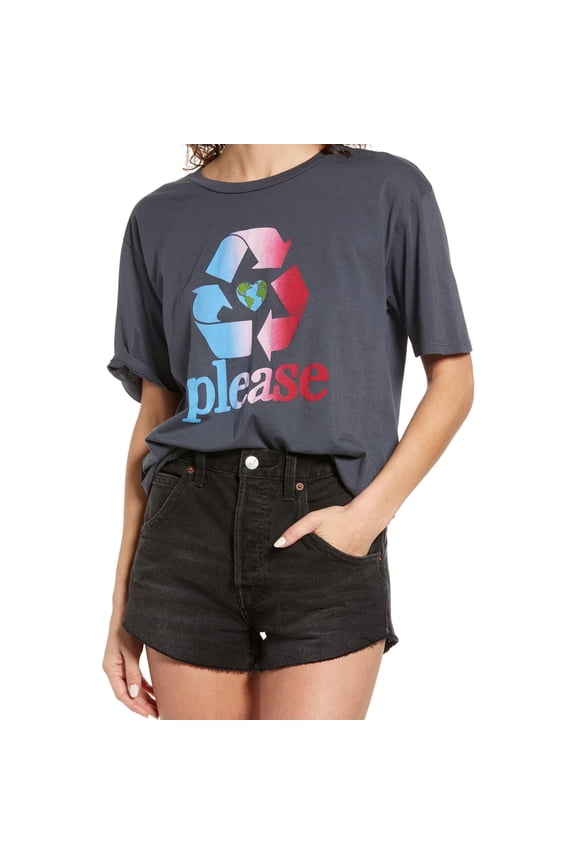 Womens Please Graphic T-Shirt, Black, Small