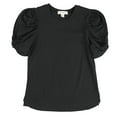 thumbnail image 1 of Treasure & Bond Womens Puff Sleeve Basic T-Shirt, Black, X-Large, 1 of 2