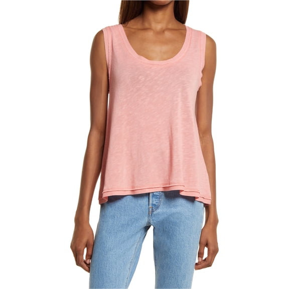 Treasure & Bond Womens Raw Edge Burnout Tank Top, Pink, Small