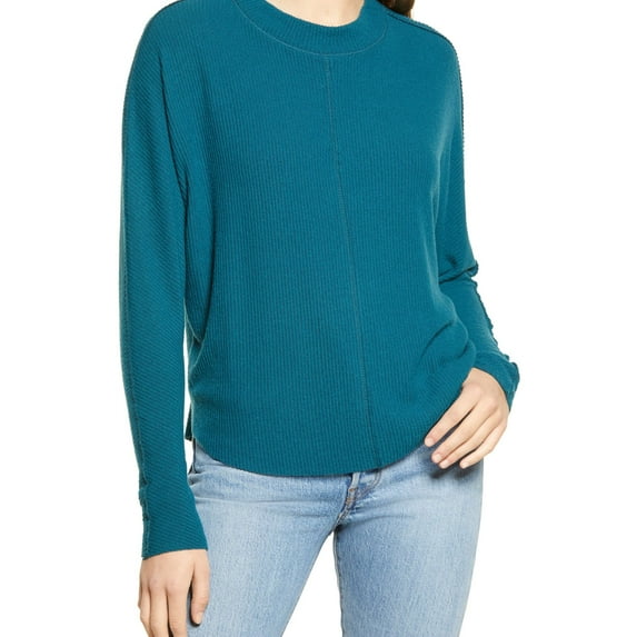 Treasure & Bond Womens Ribbed Pullover Sweater, Green, Medium