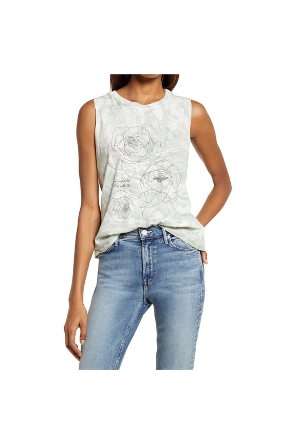 Womens Roses Tank Top, Green, Medium