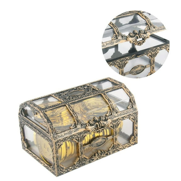Treasure Box*1 Plastic Transparent Storage Box Chest Keepsake Case Jewelry Organizer for Kids and Adults Halloween