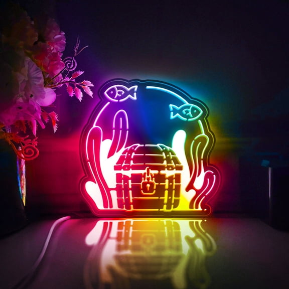 Treasure Box Led Light Box, Dimmable Neon-Like Light Signs USB Power for Wall Decor Bedroom Decoration, Color Flow Effect (WxH) 16"x15"