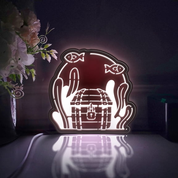 Treasure Box Led Light Box, Dimmable Neon-Like Light Signs USB Power for Wall Decor Bedroom Decoration, Static Light (WxH) 16"x15"