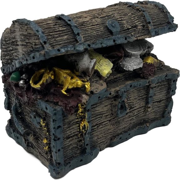 Treasure Chest Fish Decorations, Funny Aquarium Decor Ornament for Small Aquarium and Fish , Safe Landscape Rock Cave for , Goldfish and Aquatic Pets