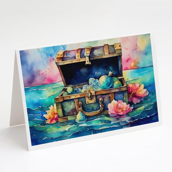 Treasure Chest Greeting Cards Pack of 8 7 in x 5 in