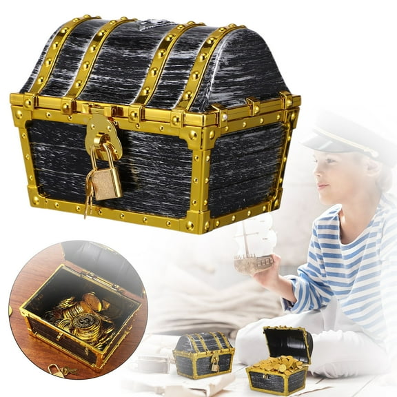 Treasure Chest,Pirate Treasure Chest,Treasure Chest For Kids, Clearance Items! Lssam Game Prop Decorative Plastic Box With Lock And Key Small Storage Tanks Can Store Variety Of Small Objects