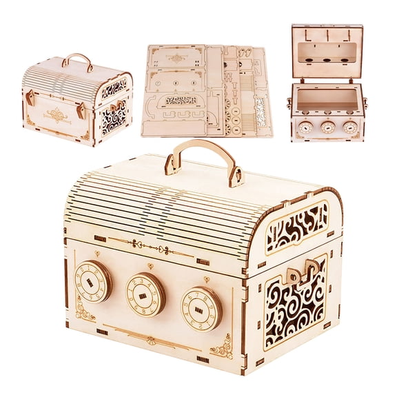 Treasure Chest Puzzle Box for Adults – 3D Wooden Puzzles Mystery Box Brain Teaser & Escape Room Game with Secret Opening ( Gift Idea)