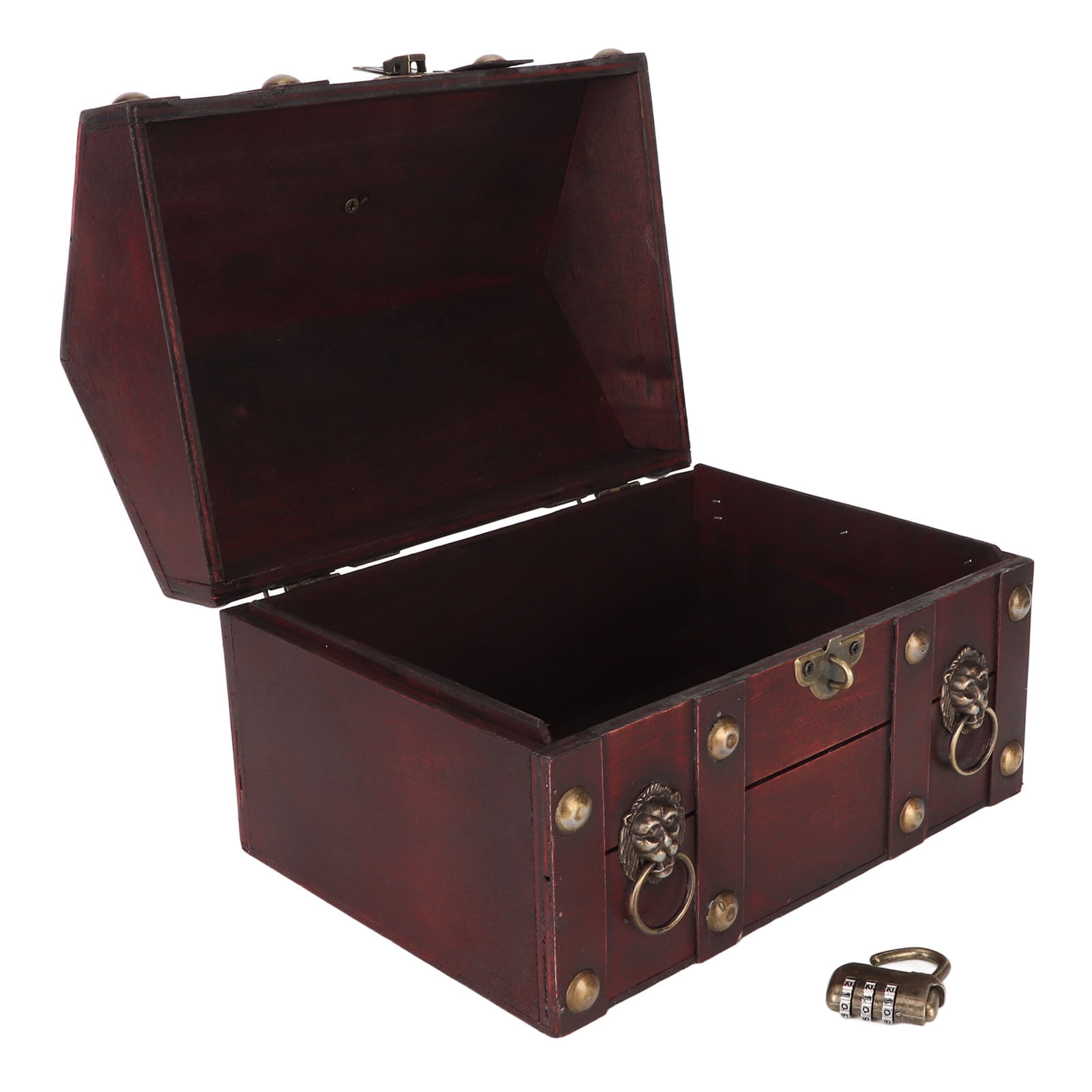 Treasure Chest Storage Box, Compact Handcraft Exquisite Wood Treasure