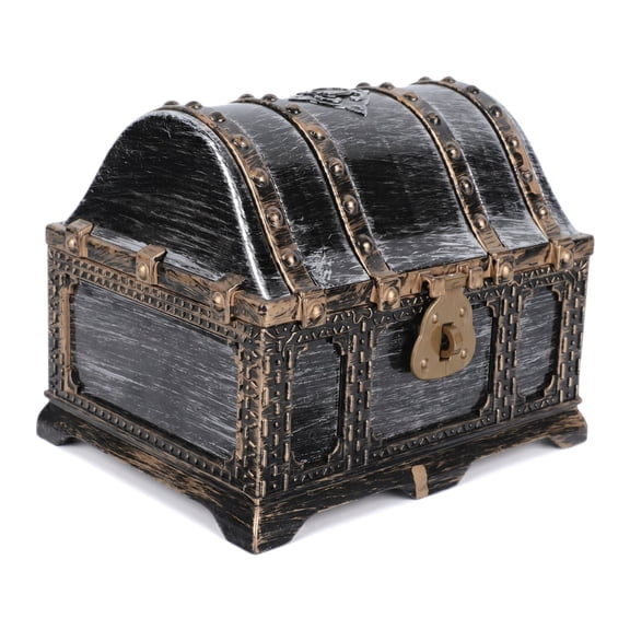 Gaoxin Treasure Chest, Dark Grey Plastic Mini Pirate Box for Kids, Prizes, Halloween Decor, Keepsakes