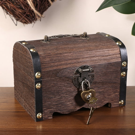Treasure Chest With Lock Vintage Treasure Storage Box Piggy Bank Organizer Saving Box Case With Lock For Home Retro Decoration