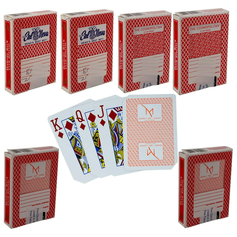 Treasure Co Trio Casino Playing Cards Cancelled (6 Decks) Reno and Las Vegas Nevada, Sealed, Corner Cut, Game Used, Red