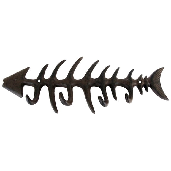 Treasure Gurus Cast Iron Fish Bone Coat/Hat/Towel/Key Ring Hook