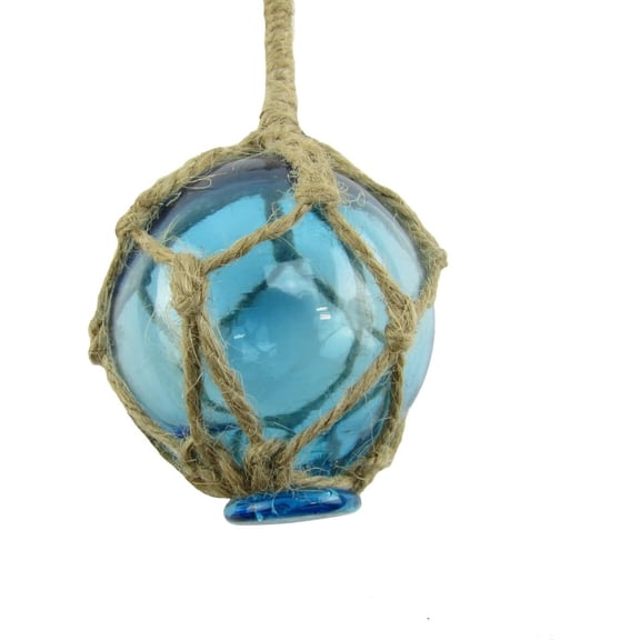 Treasure Gurus Nautical Rope Fishing Buoy Light Blue Glass Float Ball