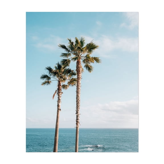 Treasure Island Palms, Laguna Beach 01 - Laguna Beach California Photography Palm Tree Tropical Ocean Coast Beach Seascape Minimalist Unframed Wall Art Print 6 x 8 inches