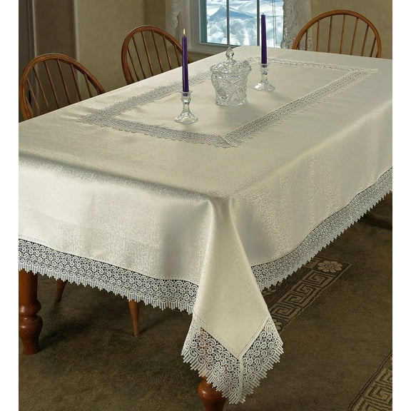 Treasure Lace Tablecloth Ivory 70" by 140" Oblong / Rectangle