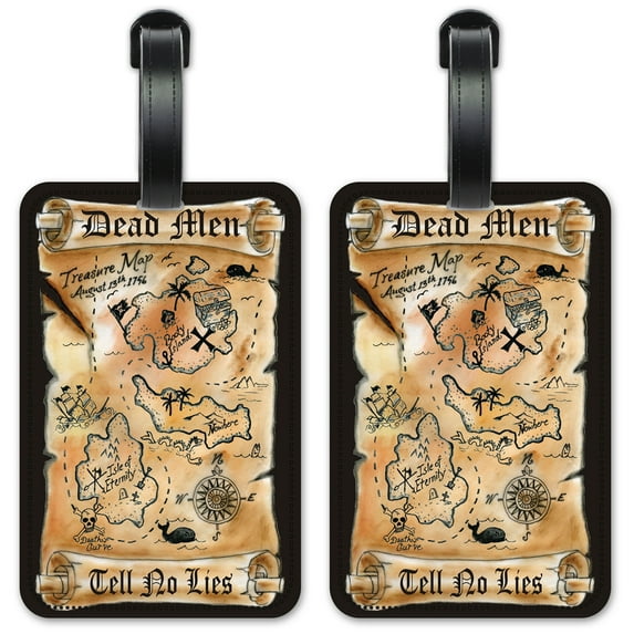 Treasure Map - Luggage ID Tags / Suitcase Identification Cards - Set of 2