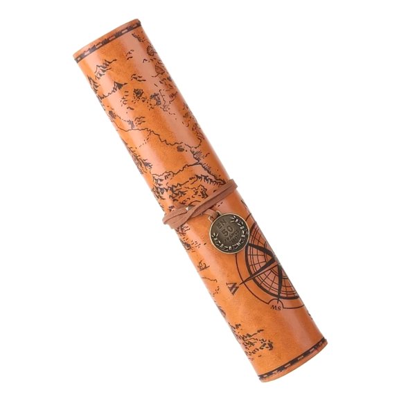 Treasure Map Themed Pen Bag Pencil Case Large Capacity Paint Brush Organiser String Closure For Students
