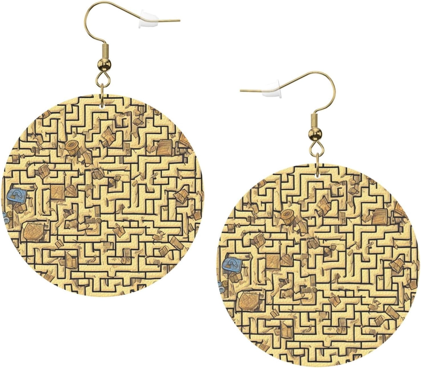 Treasure MazeWhite Women's Quality Round Leather Earrings, 925 Silver Expertly Plated Hook, Holiday Accessories[a956]
