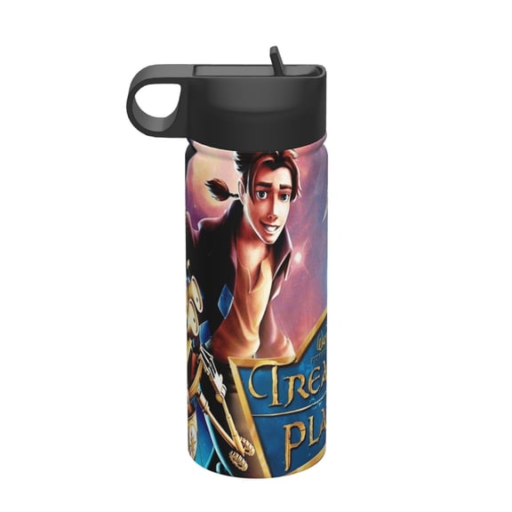 Treasure Planet Kids Insulated Water Bottle With Straw - 18 Oz Stainless Steel Double Wall Vacuum Cup, Leakproof, Bpa Free, Suitable For Boys And Girls