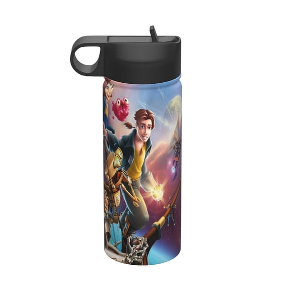 Treasure Planet Kids Insulated Water Bottle With Straw - 18 Oz Stainless Steel Double Wall Vacuum Cup, Leakproof, Bpa Free, Suitable For Boys And Girls