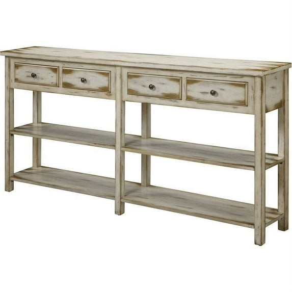 Treasure Trove Ada Contemporary Wood Ivory Finish Four Drawer Console Table
