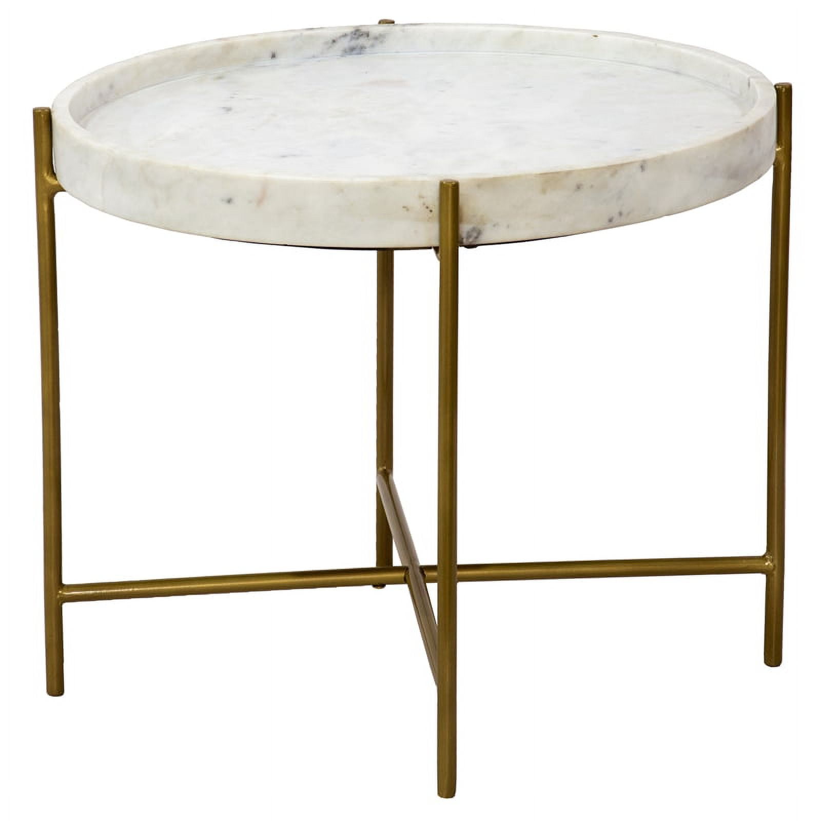 Treasure Trove Katelyn White & Gold Marble Accent Table