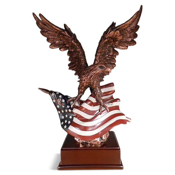 Treasure of Nature Eagle with American Flag Statue (L) - Sculpture