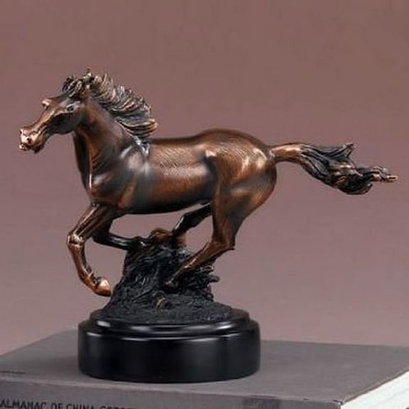 Treasure of Nature Galloping Horse Bronze Finish Statue with Base, 8.5 inches H