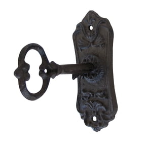 TreasureGurus 1 Hook Iron Wall Mount Victorian Skeleton Key In Door Lock Coat Hook, 20 lb Limit