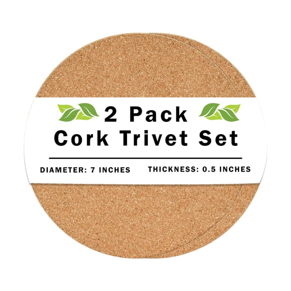 TreasureGurus Heat-Resistant Light-Brown Cork Pot Holders (2 Count)
