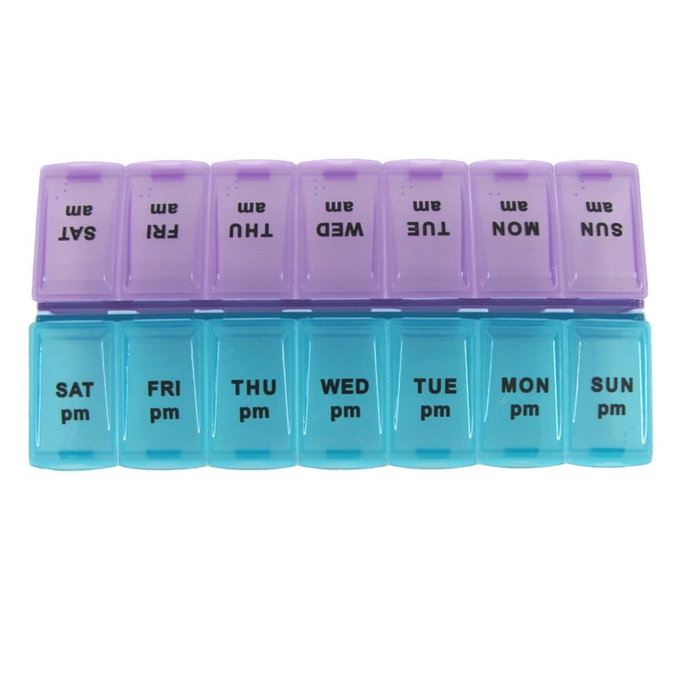 TreasureGurus Large Print Pill Box Medication AM PM Organizer Weekly  Medicine Storage Holder Vitamin Case 