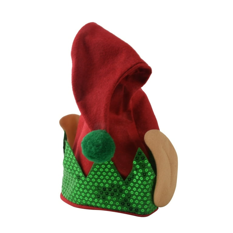Red Green Sequin Felt Santa Christmas Elf Ears Hat Xmas Party Costume Accessory Red Green Sequin Felt Santa Christmas Elf Ears Hat Xmas Party Costume Accessory