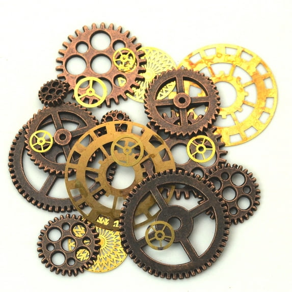 TreasureGurus Victorian Gears Costume Accessory Set with Assorted Metal Pieces, (10 pieces)