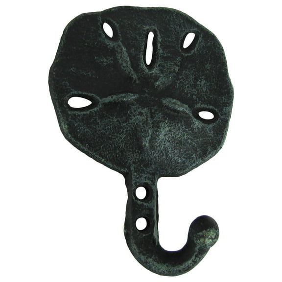TreasureGurus Wall Mounted Verdigris Sand Dollar Towel Hook