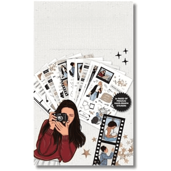 Treasured Memory Sticker Book  24 Pages of Vintage-Inspired Stickers for Journals, Planners & Scrapbooks  Neutral Tones, Handwritten Notes, Quotes & Photo Frame Stickers$$Office