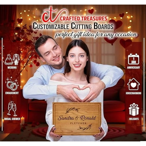 Treasures Customized Cutting Boards Personalized Anniversary Gift for Couple Custom Engraved Charcuterie Board Best Present Idea for Wedding, Bride, Bridal Shower, Housewarming,Christmas