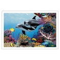 thumbnail image 1 of Treasures - Hawaiian Spinner Dolphins (Naiʻa) - From an Original Color Painting by Mark Mackay - Fine Art Matte Paper Print (Unframed) 30x44in, 1 of 4