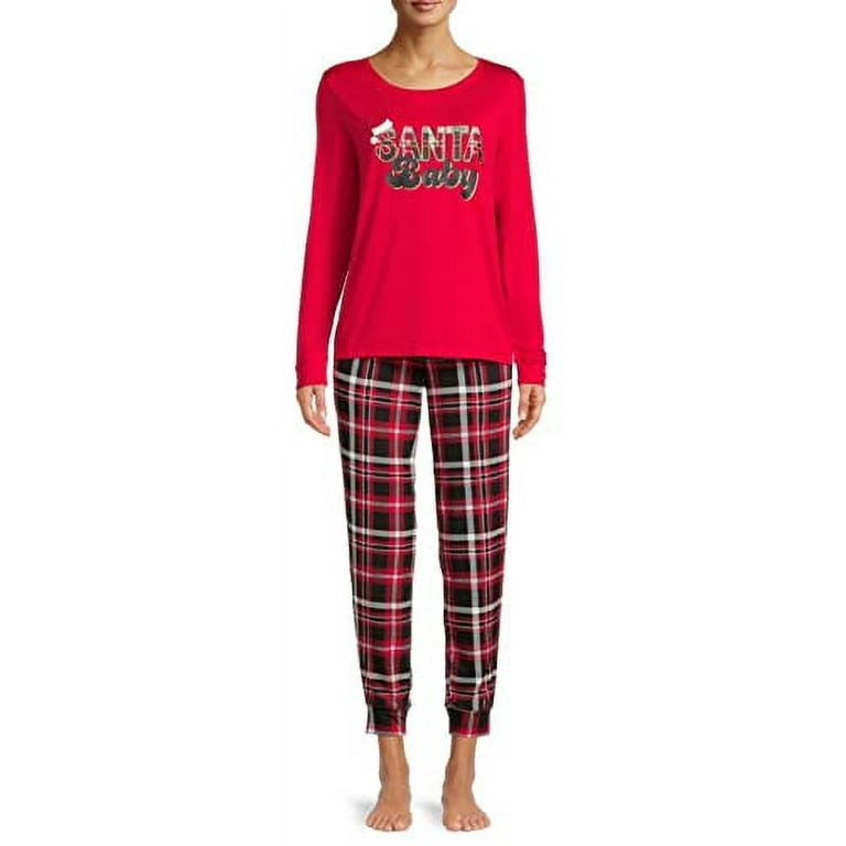 Treasures Womens 2pc Pamama Set Santa Baby Pajama Sleep Set