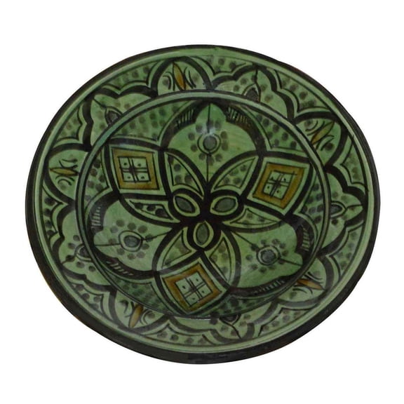 Treasures of Morocco Green Ceramic Serving Plates Handmade 8"